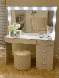 Trắng Vanity Set với 7 ngăn kéo và đèn bàn trang điểm với gương và ngăn kéo phòng ngủ - Product Image 6