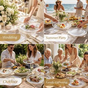 Assiettes jetables en plastique transparent réutilisables, design minimaliste et frais, respectueuses de l'environnement, pour les fêtes et les célébrations - Product Image 6