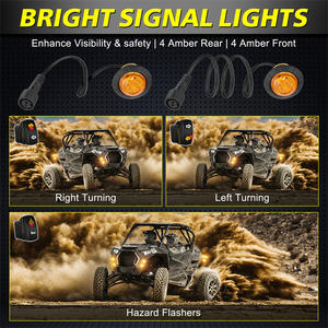 Kit di 8 Luci Laterali LED Ambra per UTV con Interruttore e Clacson per Quad <span class=keywords><strong>Honda</strong></span> e Kawasaki Krx 1000 - Product Image 2