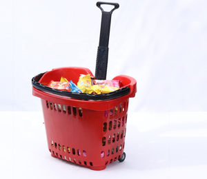Carrello della spesa di rotolamento del supermercato con ruote di plastica cestini del negozio di alimentari - Product Image 3