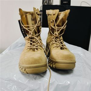 Botas de lona DFA120 color caqui y negro con rayas reforzadas y cremallera lateral en las mangas, botas de lona para bosque y jungla. - Product Image 6