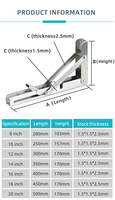Support pliable DIY de haute qualité à 90 degrés pour table, en acier inoxydable, de 8 à 20 pouces, supports d'étagère pliables en métal à fixation murale