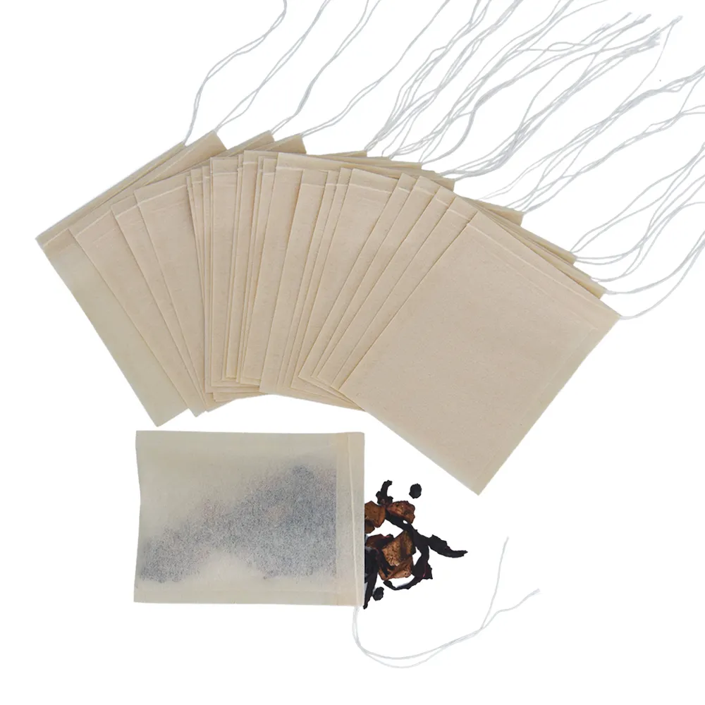 80 X 100mm Disposable Brown Color Tea Filters With Strings No Bleach Manila Hemp Paper Chlorine free(100pcs/bag)