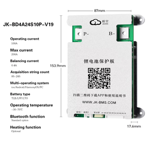 JKBMS BD4A24S10P 8S-24S 100A Balançador Ativo Inteligente 0.4A para Baterias LiFePO4/LTO <span class=keywords><strong>Li</strong></span>-ion com Bluetooth RS485/CAN, Aquecimento NTC, APP, CE, FCC - Product Image 2