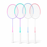 Vollcarbon-Badmintonschläger 5U für Erwachsene, Offensiv-Singleschläger, Mittlere Steifigkeit, 0,65 mm Saiten, Anpassbar
