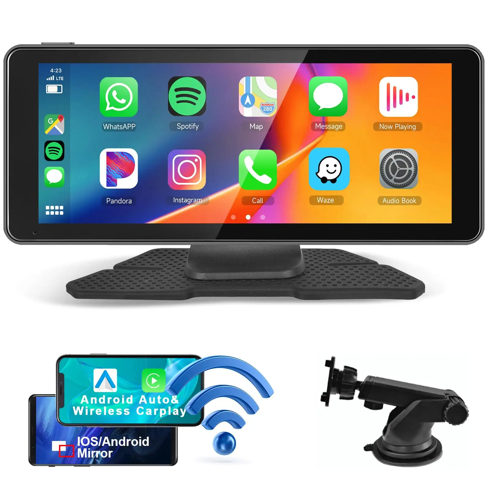 Xe Stereo xách tay không dây Apple Carplay & Android tự động màn hình xe màn hình cảm ứng đài phát thanh xe với GPS navigation Wifi Bluetooth