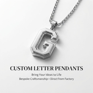 <span class=keywords><strong>Collana</strong></span> Pendente Industriale Yogoo da Uomo, in Acciaio, con Iniziale <span class=keywords><strong>G</strong></span>, Monogramma Satinato Spazzolato, Gioielli Maschili B2B OEM - Product Image 1