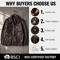 Blouson en cuir vintage marron foncé 420 g/m² avec finition vieillie, poches zippées, ourlet élastiqué, vêtement d'extérieur streetwear OEM ODM