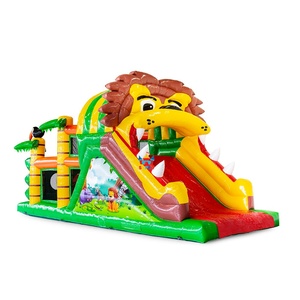 Parcours d'obstacles gonflable commercial 3D en forme <span class=keywords><strong>de</strong></span> tête <span class=keywords><strong>de</strong></span> lion <span class=keywords><strong>de</strong></span> la jungle avec double toboggan, imprimé animaux <span class=keywords><strong>de</strong></span> la savane, aire <span class=keywords><strong>de</strong></span> jeux gonflable extérieure - Product Image 1