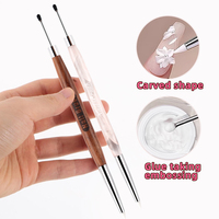 Stylo de sculpture pour nail art en silicone et acier de luxe, double tête, pour peinture florale 3D, manche en bois, multifonctionnel, pour gel et vernis.