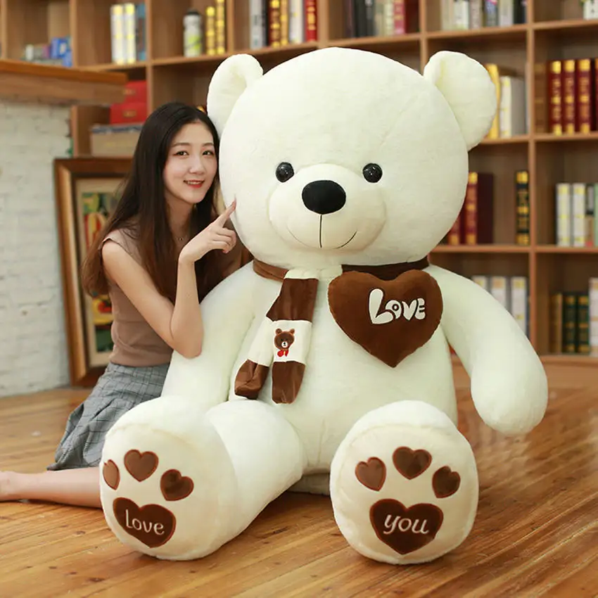 एलो विशाल स्कार्फ टेडी भालू प्लश खिलौने प्यार के साथ नरम खिलौने प्यार के साथ नरम खिलौने