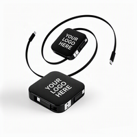 Câble de charge rétractable 4-en-1 pour accessoires de téléphone, vente en gros, USB Type C PD, charge rapide, support, logo personnalisé, cadeau technologique