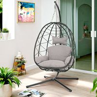 Fauteuil suspendu pliable d'extérieur en rotin, chaise œuf individuelle pour balcon, jardin, patio, fauteuil lounge nid pour usage domestique