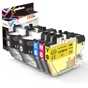 Topjet LC3619 LC3619XL LC 3619 Premium Color Black Compatible Ink Cartridge With Chip For Brother MFC-J3530DW Inkjet Printer