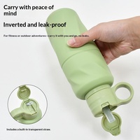 Bouteille d'eau sport en silicone grande capacité avec paille, anti-fuite, tasse de voyage portable pour la gym et le fitness