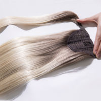 Extensions de cheveux européennes populaires, cuticules alignées, extensions de cheveux slaves intactes, queue de cheval enveloppante volumineuse pour femmes