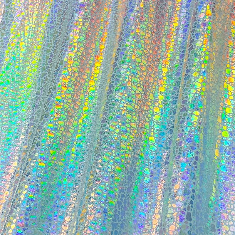 High Quality Custom Glitter Holographic Metallic Foil Stretchy Nylon Spandex Fabric Yogasuit Sportswear Leggings Leotard Fabric