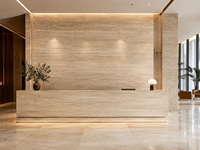 Dalles de travertin romain italien polies pour comptoirs de cuisine, murs décoratifs, halls d'hôtel et projets d'aménagement intérieur de villas