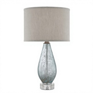 Lámpara de Mesa de Vidrio Verde para Sala de Estar con Pantalla Blanca Decorativa para Sala de Estar - Product Image 1