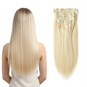 Estensioni per Capelli con Clip a Doppia Cucitura da 220g, 100% Capelli Umani Vergini Naturali Grezzi, Prezzo all'Ingrosso - Product Image 1