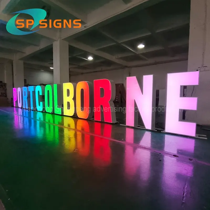 SP factory Custom LED Electronic Signage Giant Channel Letter Outdoor Parks Free Standing Sign Landscape Letters for Public Ar