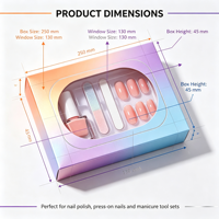 Boîte cadeau personnalisée en forme de fenêtre ovale pour faux ongles, emballage en papier holographique