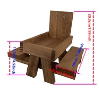Mangeoire écologique en bois naturel pour écureuils et oiseaux avec parapluie rouge - Table de pique-nique suspendue durable pour jardin avec rangement pour aliments