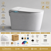 Cuvette de toilettes électrique intelligente allongée, à poser au sol, avec chasse d'eau à jet siphonique, siphon en S, en céramique, design moderne