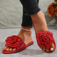 Sandales tongs pour femmes RX, fleurs 3D, à une bride, bout ouvert, semelle en PVC, été, plage, extérieur