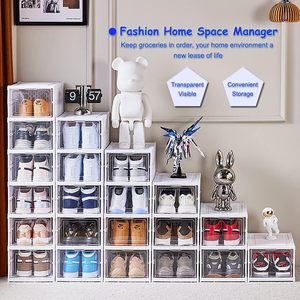 Boîte à chaussures épaisse transparente, armoire à chaussures, boîte de rangement, étagère à chaussures simple pour la maison, en plastique, pliable, installation facile, vente chaude - Product Image 3