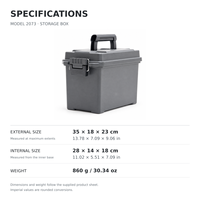 Boîte de rangement pour munitions calibre 50 PP, verrouillable, portable, avec poignée de transport, pour accessoires de tir et de chasse