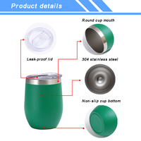 Personal isierte Logo Pulver beschichtete 12 Unzen Wein becher Vakuum Wärme isolierung Kaffeetasse mit auslaufs icherer Deckel Laser gravur