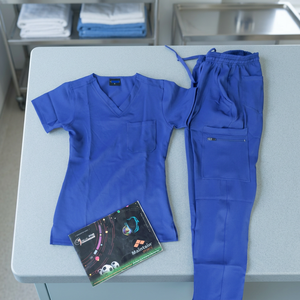 4 Way Spandex Stretchy Woven Fabric Unisex <b>Nurse</b> Uniform 2022 Styles Customized Nursing <b>Scrubs</b> with Pockets Hospital Use - Product Image 3