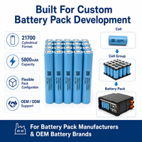 Sel Baterai Lithium Ion 21700 5800mAh 3.6V 20Wh Kapasitas Tinggi, Baterai Isi Ulang untuk Produsen Paket Baterai OEM ODM