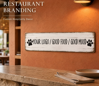 Affiche publicitaire murale personnalisée pour restaurant, logo rétro en fer 10x40cm, impression UV, pour la décoration de la maison et des restaurants