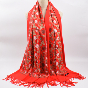 Ready to Ship Hot <strong>Sale</strong> Soft Long Tassel Winter Warm <strong>Cashmere</strong> Shawl <strong>Scarf</strong> Women Flower Embroidery Pashmina <strong>Scarves</strong> - Product Image 5