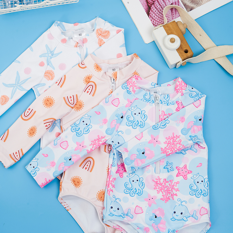 Girls One Piece Beach Floral Swimsuit
