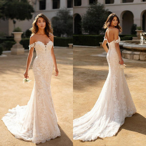 S1269N Nuevo en Oferta, Vestido <span class=keywords><strong>de</strong></span> <span class=keywords><strong>Novia</strong></span> Natural <span class=keywords><strong>de</strong></span> Talla Grande, Estilo Moderno, <span class=keywords><strong>de</strong></span> Manga Corta, Hasta el Suelo, con Encaje y Un Solo Hombro - Product Image 3