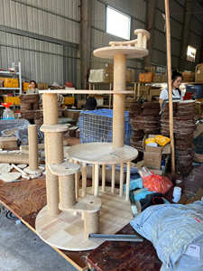 Устойчивая классическая кошачья лежанка-башня <span class=keywords><strong>2</strong></span> в 1 из прочной сосны с лежанкой, стойкой для когтей и плюшевой игрушкой-шариком, для кошек и котят, для использования в помещении - Product Image 3