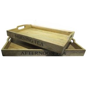 Élégant plateau de service en bois de manguier personnalisable en forme de rectangle et d'hexagone pour le stockage à domicile du thé et d'autres articles - Product Image 1