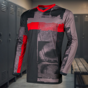 Maillot de motocross à manches longues pour homme, manches longues, rouge, noir, gris, impression par sublimation, séchage rapide, chemise de course moto, taille adulte - Product Image 3