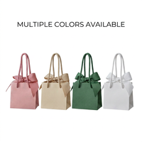 Sac cadeau de luxe en carton recyclé rose écologique avec logo personnalisé, ruban et nœud pour emballage de chaussettes de mariage, estampage à chaud