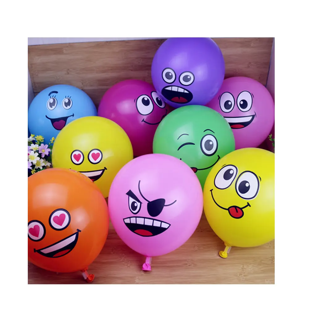 12 inç sevimli komik büyük gözler gülen yüz lateks balonlar doğum günü partisi dekorasyon şişme balon bebek duş Globos
