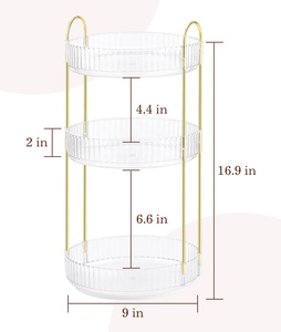 Organizador de dormitorio Luxspire Lazy Susan, organizador de encimera de baño de 3 niveles, soporte para tocador, bandeja giratoria, organizador de cosméticos - Product Image 2