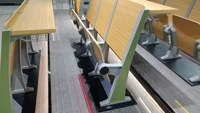 Chaise de collège avec bloc-notes, bureau et chaise d'étudiant en mobilier scolaire, chaise de salle de conférence universitaire avec table pour adulte