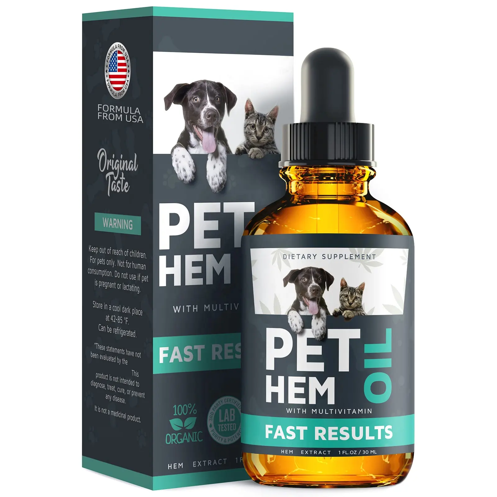 Hem OIl Drops Liquid Dogs aiuta l'animale domestico con ansia, dolore, Stress, sonno, sollievo integratore per cani Hem gocce di olio private Label