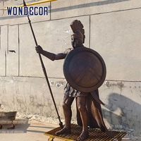 Statue de guerrier spartiate grec en bronze, armure de gladiateur, sculpture pour jardin extérieur et parc