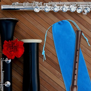 Paquete <span class=keywords><strong>de</strong></span> 10 Bolsas <span class=keywords><strong>de</strong></span> Almacenamiento para Flauta <span class=keywords><strong>de</strong></span> Gamuza, Bolsitas <span class=keywords><strong>de</strong></span> Terciopelo con Cordón (5 Negras + 5 Azules) 14.5 X 2.3 Pulgadas, Estuche Suave para Flauta - Product Image 2