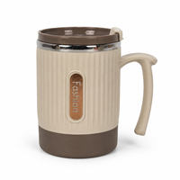 Mug portable double paroi pour la maison et le bureau, nouveau design, 460 ml, tasse à lait portable en acier inoxydable 304 avec couvercle et cuillère