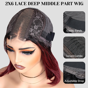 Parrucca da 2x6 in pizzo Color T1B99J dritta, parrucca nera nera dai capelli umani, parrucca da <span class=keywords><strong>donna</strong></span> alla moda con parte realistica - Product Image 5